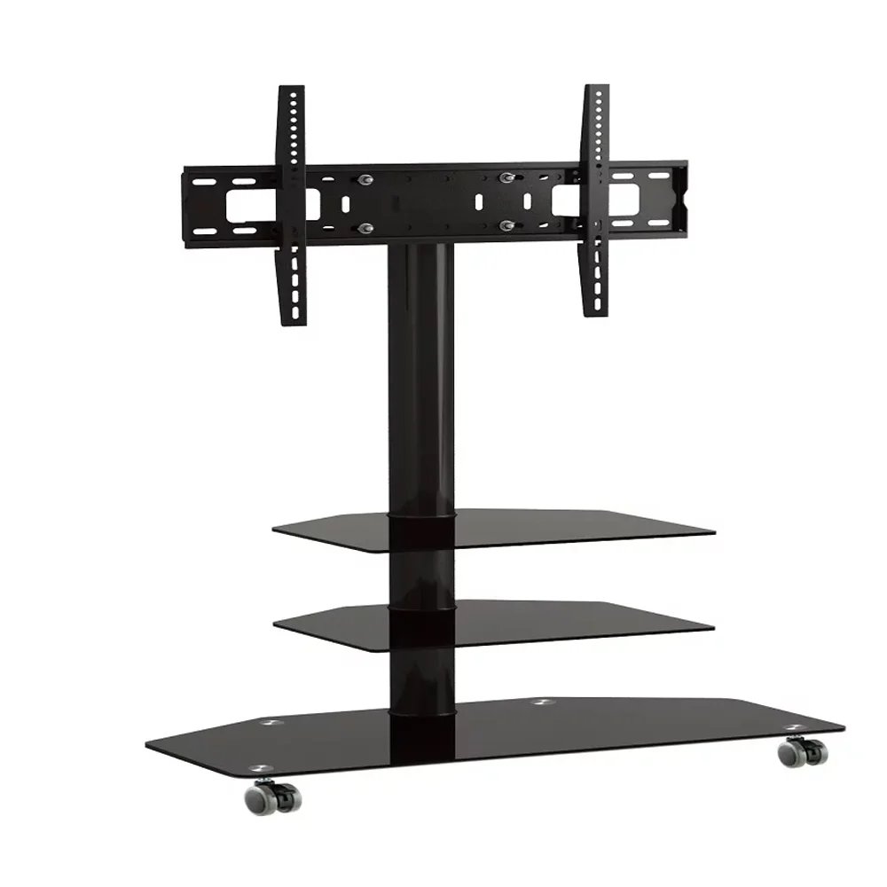 Aluminium TV  Stand With Glass Base And AV Shelf